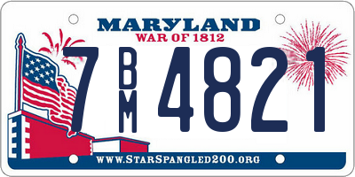 MD license plate 7BM4821