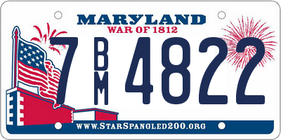 MD license plate 7BM4822