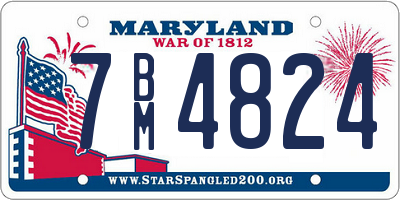 MD license plate 7BM4824