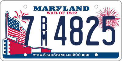 MD license plate 7BM4825