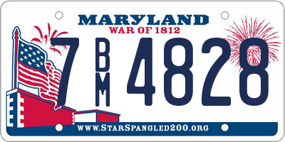 MD license plate 7BM4828