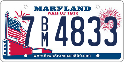 MD license plate 7BM4833