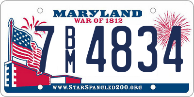 MD license plate 7BM4834