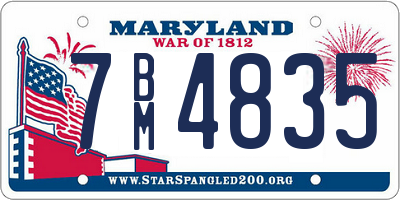 MD license plate 7BM4835