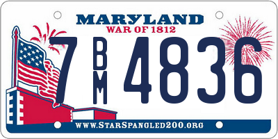 MD license plate 7BM4836