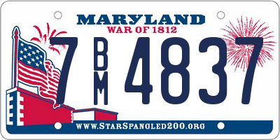 MD license plate 7BM4837