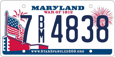 MD license plate 7BM4838