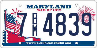 MD license plate 7BM4839