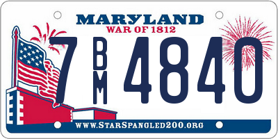 MD license plate 7BM4840