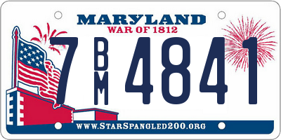 MD license plate 7BM4841