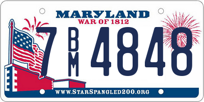 MD license plate 7BM4848