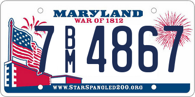 MD license plate 7BM4867