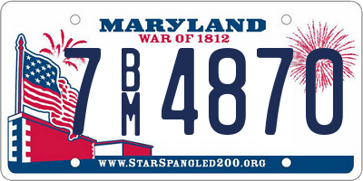 MD license plate 7BM4870