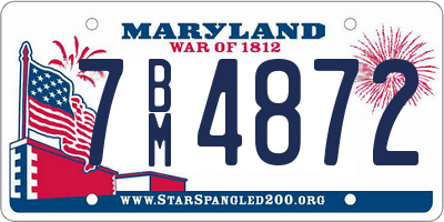 MD license plate 7BM4872