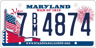 MD license plate 7BM4874