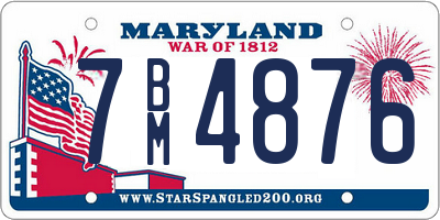 MD license plate 7BM4876