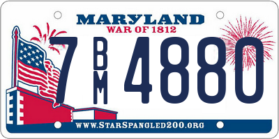 MD license plate 7BM4880