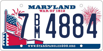 MD license plate 7BM4884