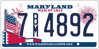 MD license plate 7BM4892