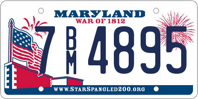 MD license plate 7BM4895