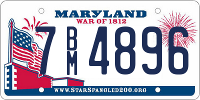 MD license plate 7BM4896