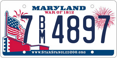 MD license plate 7BM4897