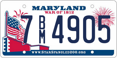 MD license plate 7BM4905