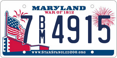 MD license plate 7BM4915