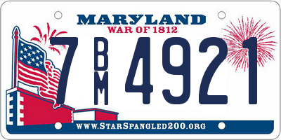 MD license plate 7BM4921
