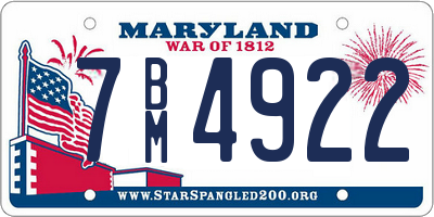 MD license plate 7BM4922