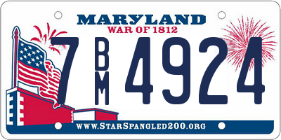 MD license plate 7BM4924