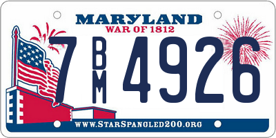 MD license plate 7BM4926