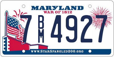 MD license plate 7BM4927