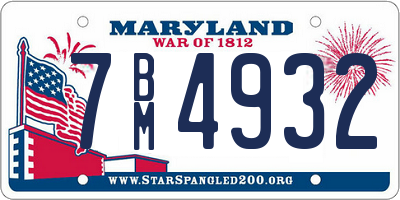 MD license plate 7BM4932