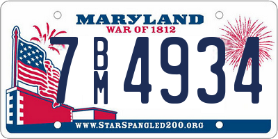 MD license plate 7BM4934