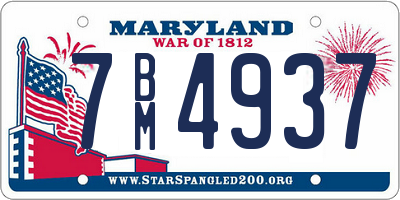 MD license plate 7BM4937