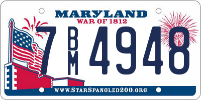 MD license plate 7BM4948