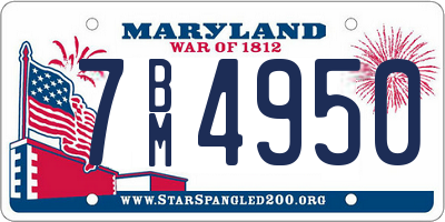 MD license plate 7BM4950