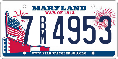 MD license plate 7BM4953
