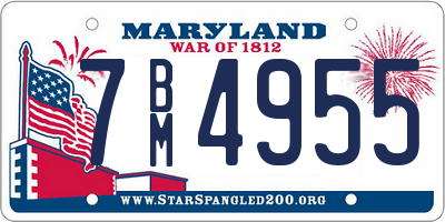 MD license plate 7BM4955