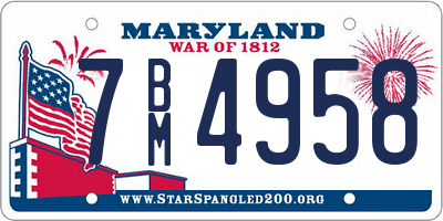 MD license plate 7BM4958