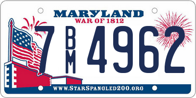 MD license plate 7BM4962