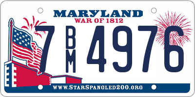 MD license plate 7BM4976