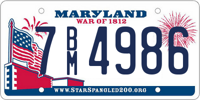 MD license plate 7BM4986