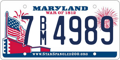 MD license plate 7BM4989