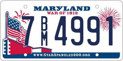 MD license plate 7BM4991