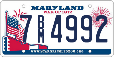 MD license plate 7BM4992