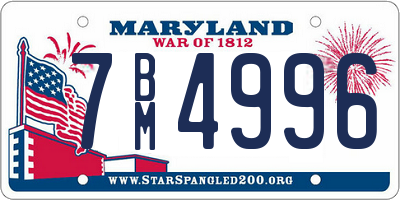 MD license plate 7BM4996