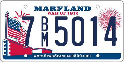 MD license plate 7BM5014