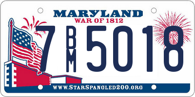 MD license plate 7BM5018